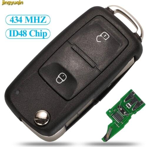 Jingyuqin Remote Flip Car Key 434MHZ ID48 Transporter Chip For VOLKSWAGEN VW Amarok Beetle Seat Leon Skoda Superb 2011-2016 2BTN