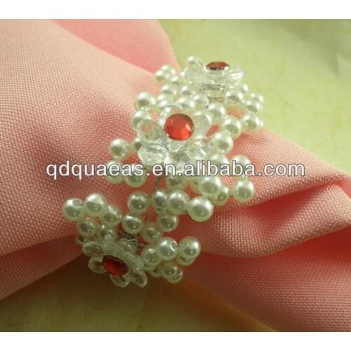 White pearl napkin rings beaded wedding napkin holder