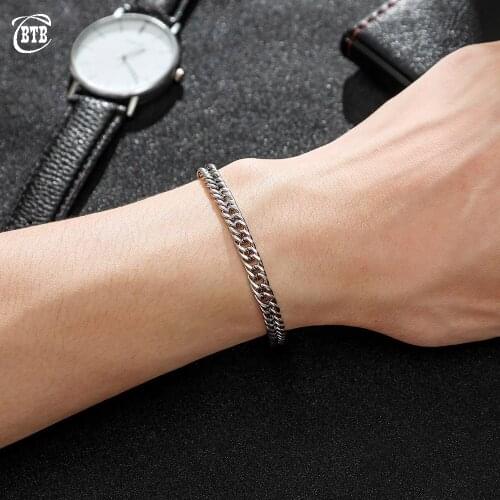 Stainless Steel Bracelet Silver Color Link Wheat Double Chain Jewelry 5.5mm Mens Buddha Bracelet & Bangle 2019 Christmas Gift