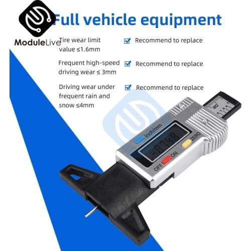 High Precision Car Tire Pressure Alarm Tire Digital Display Pattern Depth Gauge Electronic Vernier Caliper for Tire Wear Detect