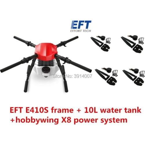 EFT E410S 10L agricultural spray drone frame four-axis folding E410-S 10kg water tank with hobby wing X8 Power System kit
