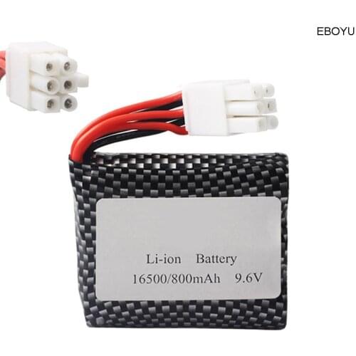 EBOYU 9.6V 800mAh 20C Lipo Battery with EL-6P Connector for Foxx S911 S916 1/12 Monster Truck Off-Road RC Car