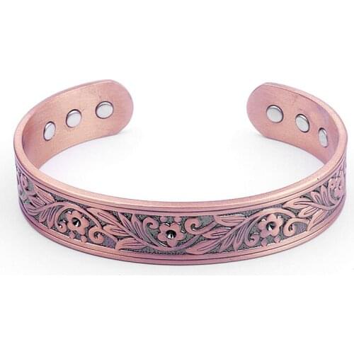 European and American Trend Magnetic Bracelet Red Copper Bracelet Plum Blossom Wide Face Copper Bracelet