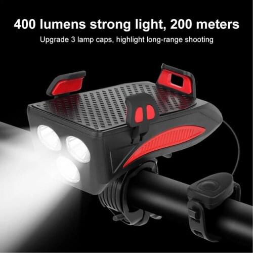 4in1 2000/4000 MAh Bicycle Light 4 In 1 Bicycle Headlight Bike Front Light With Horn Phone Holder MTB Front Lamp Headlight