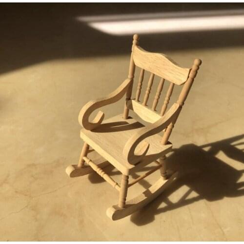 G05-X5036 children baby gift Toy 1:12 Dollhouse mini Furniture Miniature rement DIY wooden color Rocking chair 1pcs