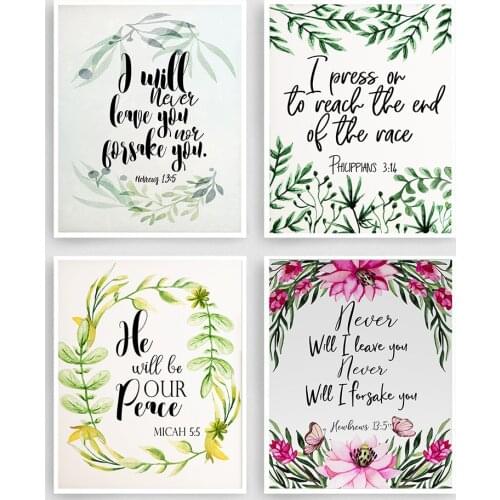 Christian Bible Posters and Prints Inspirational Motivational Text Plant Canvas Painting Modern Wall Pictures Office Home Decor