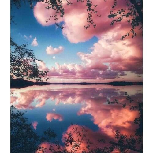 GATYZTORY 60x75cm DIY Painting By Numbers Pink Cloud Landscape HandPainted Oil Painting Canvas Colouring Artwork Home Decor