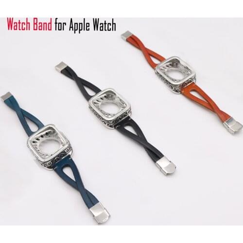 Leather Watch Band for Apple Watch Band Series 5 4 Retro Bracelet for iWatch 40/44mm Bumper Accessories