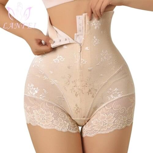 LANFEI High Waist Shaper Panties Women Waist Body Shaper Tummy Control Shorts Hook Slimming Boyshort Zipper Sexy Lace Shapewear