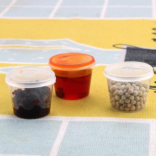 Food Small Sauce Container Box With Lids Kitchen Organizer Disposable Sauce Pot Chutney Chili Sauce Cups 100Pcs Plastic Clear
