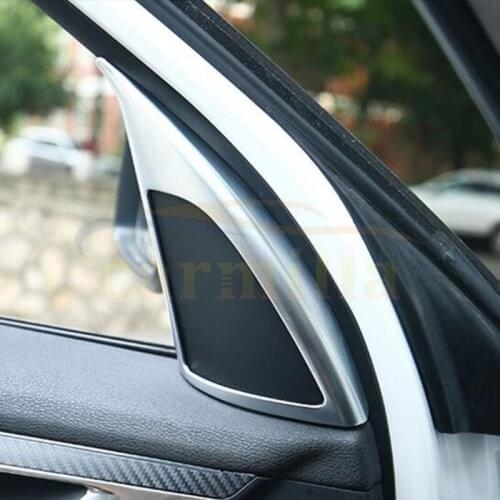 2Pcs/Set ABS Chrome A Column Front Door Audio Circle Trim Sticker For BMW X1 F48 2015 2016 Auto Car Sticker