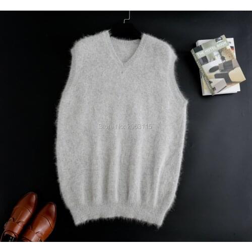 New mens sleeveless thermal sleeves, Angola mink Cashmere knitted sweater, free delivery. S1885