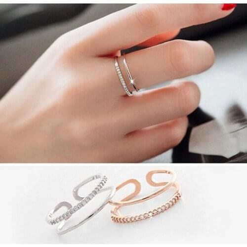 Charm Layer Chains Lines Crystal Ring For Women Men Vintage Boho Knuckle Party Rings Punk Jewelry Girls Gift