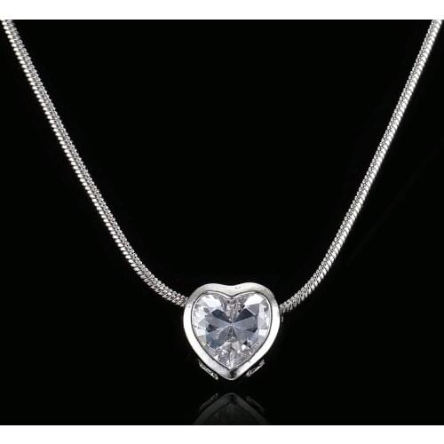 NoEnName_Null 2017 Cheap white gold zircon crystal heart pendant necklace send female Valentines Day gift of love