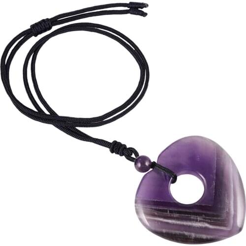 TUMBEELLUWA Love Heart Healing Reiki Gem Stone Pendant for Necklaces,with Cord Amulet Hollow Round Crystal Jewelry for Unisex