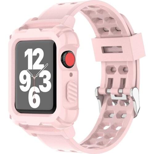 Durable cushioning case+Strap For Apple Watch Band 44mm 40mm 42mm 38mm Protective cover wristband for iwatch SE/6/5/4/3/2