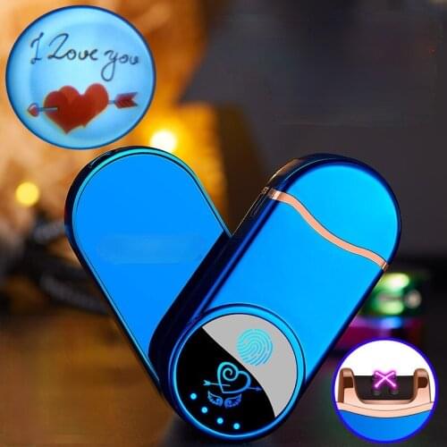 Love Projection Double Arc High-end Rechargeable Lighter Creative Personality Birthday Gift Smoking Accessories for Weed