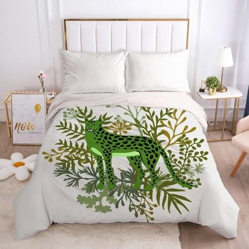 Luxury Duvet cover Quilt/Blanket/Comfortable Case Single Double Queen King Bedding 140x200 240x220 240x260 nordic Green leopard