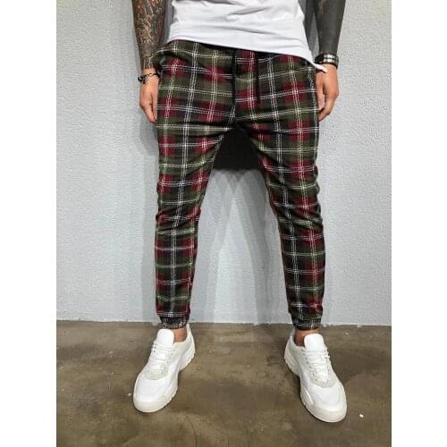 ROUYHUAL Men's Checked Trousers