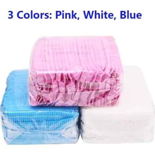 100pcs Microblading Disposable Blue Medical Hair Net Cap Non-Woven Bouffant Stretch Dust Cap For Tattoo Cleaning Supplies