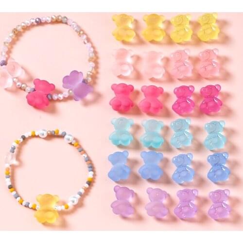 Sweet Frosted Jelly Bear Horizontal Hole Beads DIY Beaded Necklace Bracelet Material Jewelry Accessories