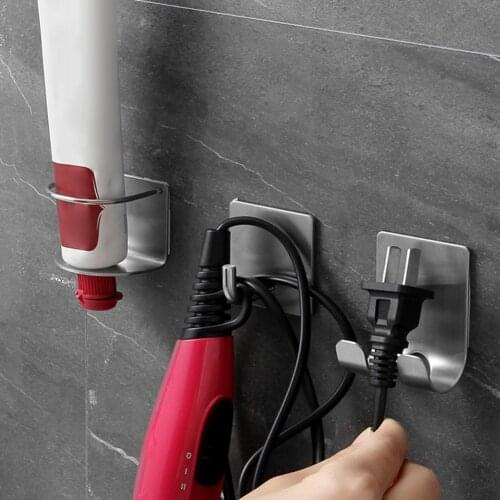 Stainless Steel Razor Rack Holder Kitchen Bathroom Wall Adhesive Storage Hook Organizer Razor Rack Wall Bathroom Accessories