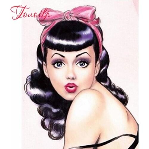 Touoilp Diamond Embroidery Portrait 5D DIY Diamond Painting Modern Girl Picture Of Rhinestone Full Square Round Home Decoration