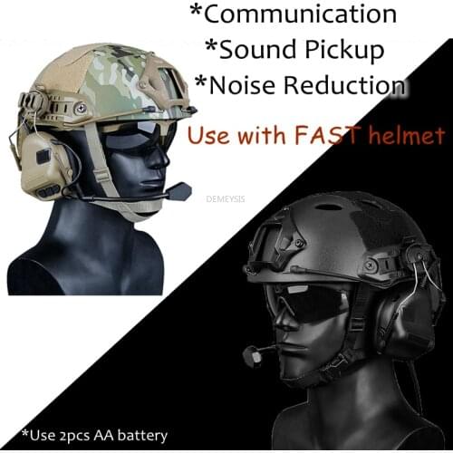 Shooting Training Headphone Noise Canceling Headset Military Hunting Airsoft Headsets with Fast Helmet Rail Adapter