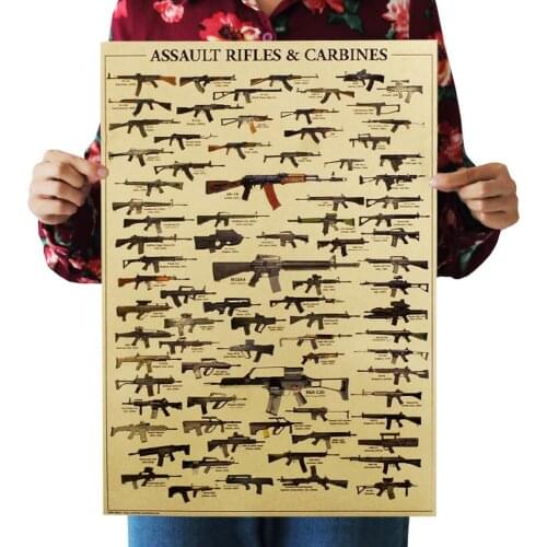 World Famous Gun Posters Military Style Vintage Poster Kraft Paper Decorative Painting Home Dormitory Wall Sticker