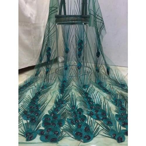 High Quality African Lace Fabric Mesh 2021 French Lace Fabric Tulle And Sequined Nigeria Lace Fabric Wedding Dress D36181