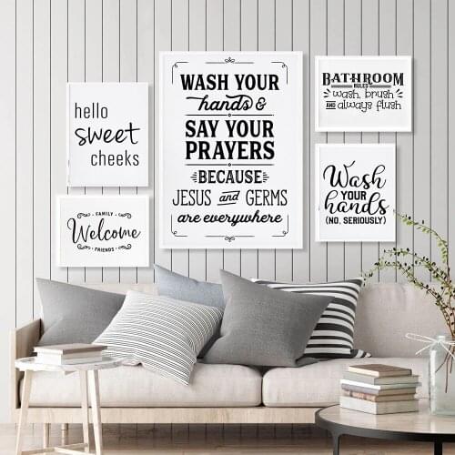 Toilet Poster Funny Bathroom Rules Sign Nordic Best Seat in House Quote Prints Hello Sweet Cheeks Humour Pictures Washroom Decor