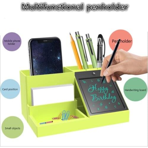 Green Cosmetic Makeups Organizer Pen Holder With LCD Handwriting Board Desktop Accessories Storage Container Gifts Box Case