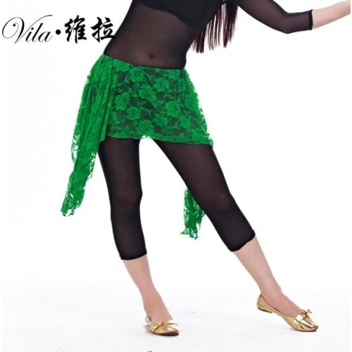 13 Colors 2018 Women Dancewear Belly Dance Clothing Hip Belts Practice Wrapped Short Skirts Lace Bellydance Hip Scarf (No pants)