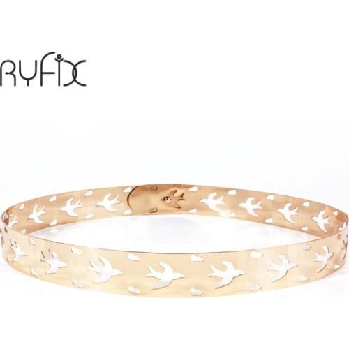 New style Bird pattern Hollow metal Women Wide belts hot luxury 3cm Golden waist female belt Girdle Female Waistband BL201816