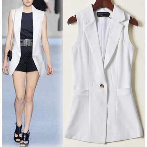 2020 spring autumn Plus size Fashion women medium long suit Waistcoat Casual Vest Sleeveless Slim lady Vests JC429