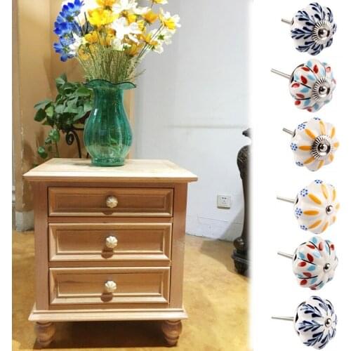 1pcs Dia 44mm Hand Painted Ceramic Handle Bedroom Cupboard Cabinet Knobs Door Drawer Cute Decorated Furniture Box Handle Pulls