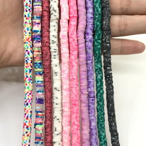 10strand/lot Multicolor Polymer Clay Tiny Spacers Beads for Bracelets Necklace Making,Vinyl Disc Heishi Rondelle Loose Beads
