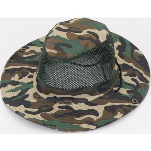 2020 Unisex Bucket Hat Man Women Cap Fisherman Hat Military Camouflage Jungle Hat Outdoor Sun Hat Boonie