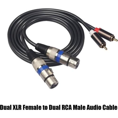 4.9ft Dual XLR Female to Dual RCA Male Audio Cable 2RCA Pair 2XLR Power Amplifier Cable Double XLR to Dual RCA Signal Patch Line