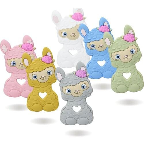5 pcs Silicone Llama Teether Baby Teething Toy American Alpaca Food Grade Silicone Pacifier Chain Pendant BPA Free
