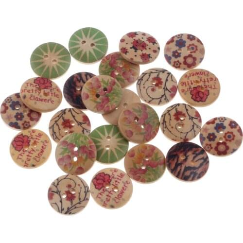 50pcs Mixed Round Wooden Buttons For Clothes Knitting Needles Crafts Sewing Scrapbooking DIY Fabric Needlework