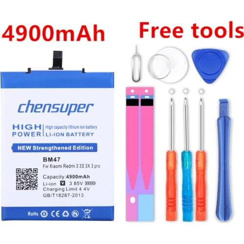 Chensuper 4900mAh BM47 Battery For Xiaomi Redmi 4X Battery 3S 3 pro 5.0 inch Red Rice Hongmi Redmi 3X Battery