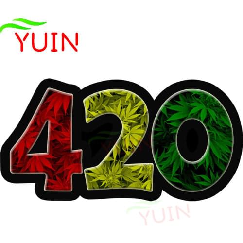 Car Sticker 420 Weed Leaf Leaves Dank Funny Decals Motorcycle Auto Accessories Fashion PVC Decoration Waterproof Decal 14*7cm