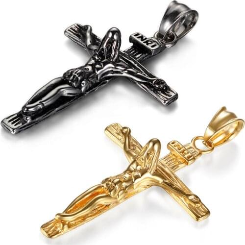 Boniskiss Jesus Classic Vintage Mens Stainless Steel 316L Cross Pendant Necklace Chain Jewellery For Easter Day