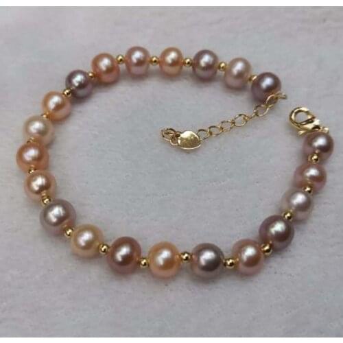 10 Qty natura color 7mm freshwater pearl wholesale bracelets 17cm with extra chain