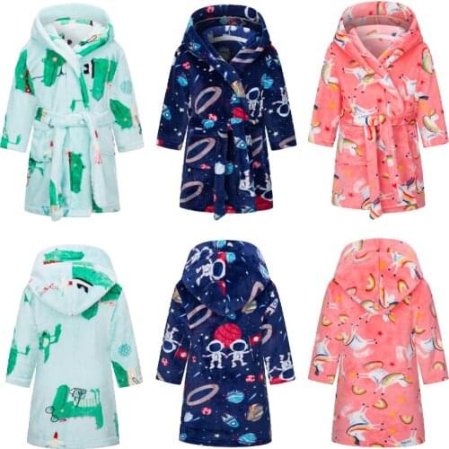 Kids Bathrobe Flannel Sleepwear Boys Girls Robes For Winter Warm Home Wear Children Robes Clothing childrens Pajamas 1-8Y