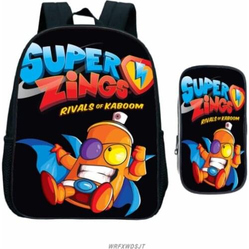 Children Super Zings Kindergarten Backpack Kids Superzings Primary School Bag Toddler Bookbag Gift(2pcs Set/Rucksack+Pen Bag)