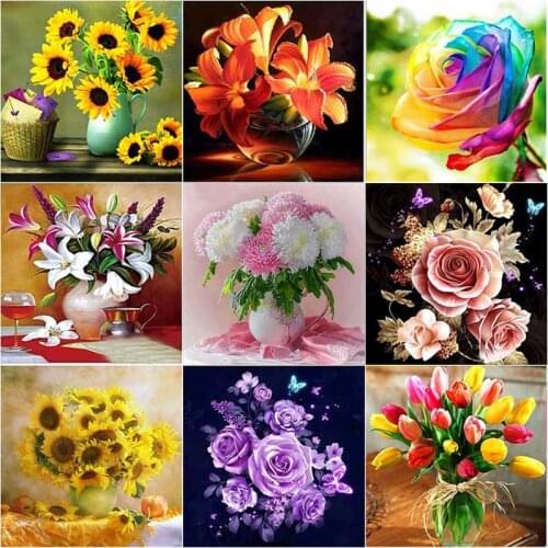 DIY Diamond Painting Flower Diamond Embroidery Lily Cross Stitch Full Round Square Drill Rhinestones Manual Art Home Decor Gift