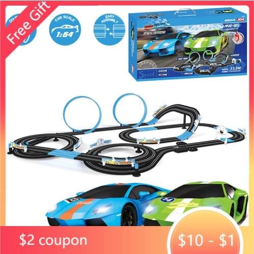 Electric Railway Track Toy Set Racing Track Double Remote Control Car Interactive Autorama Circuit Voiture Toy For Boy Children