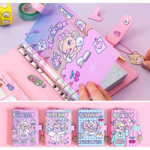 Kawaii A6 Diary Notebook Cute Agenda Binder Planner Organizer Ring Weekly Spiral Travel Note Book Handbook